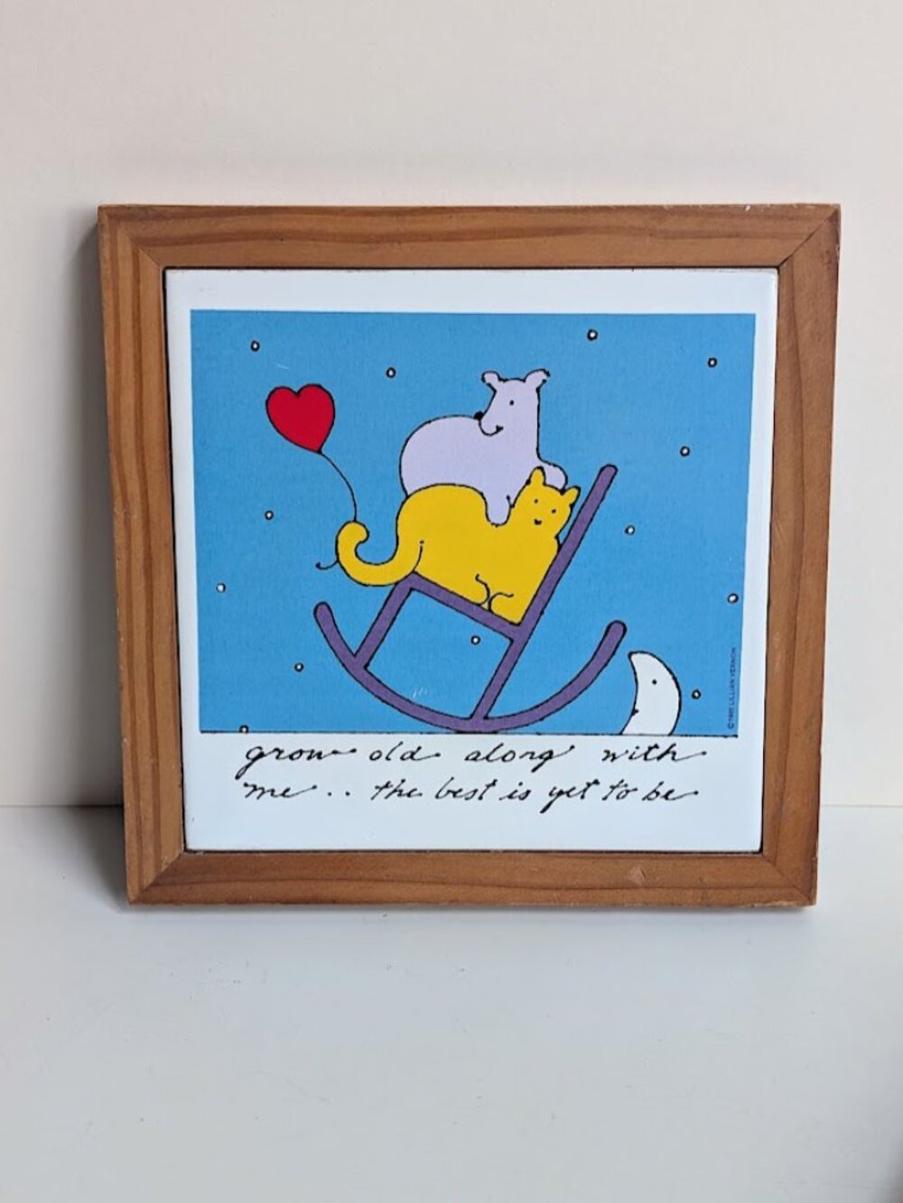 1985 Lillian Vernon Trivet Ceramic Tile Marriage Wall Plaque Sweet Gift